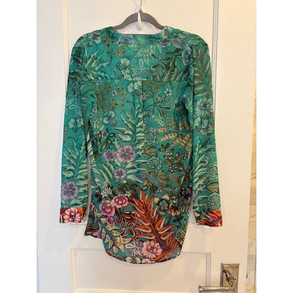 Soft Surroundings Luau Garden Floral Chiffon Boho Pintuck Tunic Blouse XS - Picture 2 of 4
